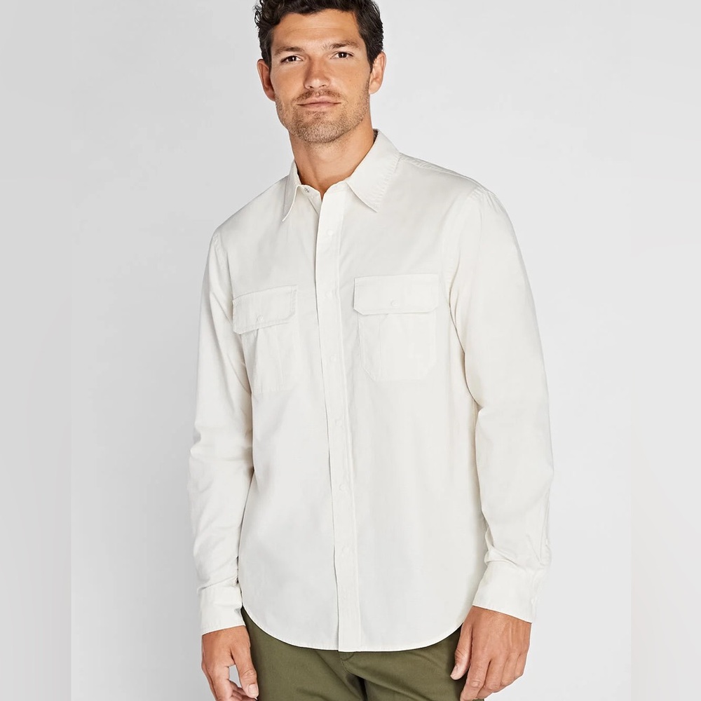 NWT Club Monaco Soft Ripstop Long Sleeve Shirt Ivory